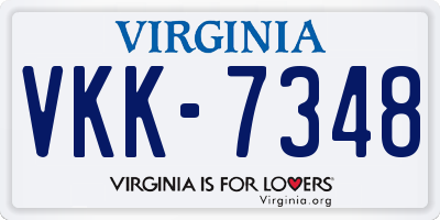 VA license plate VKK7348