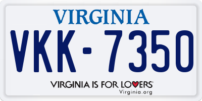 VA license plate VKK7350