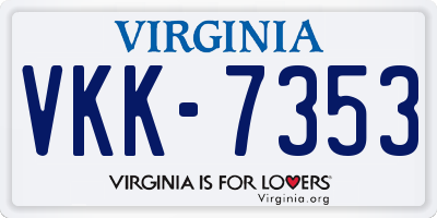 VA license plate VKK7353