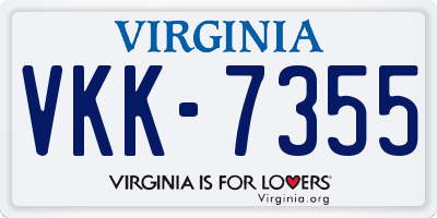 VA license plate VKK7355