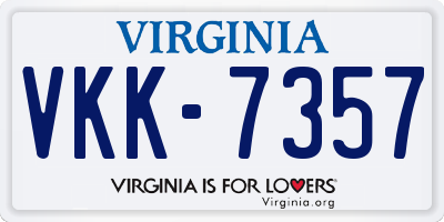 VA license plate VKK7357