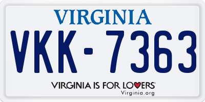 VA license plate VKK7363