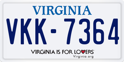 VA license plate VKK7364