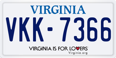 VA license plate VKK7366
