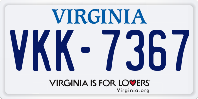 VA license plate VKK7367