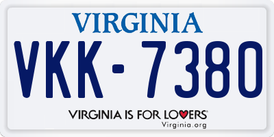 VA license plate VKK7380