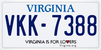 VA license plate VKK7388