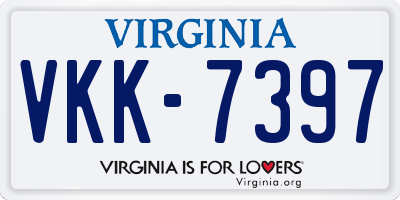 VA license plate VKK7397