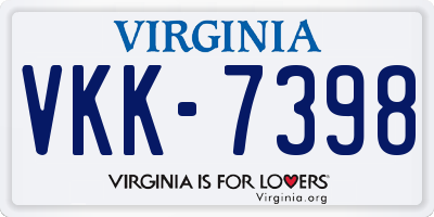 VA license plate VKK7398