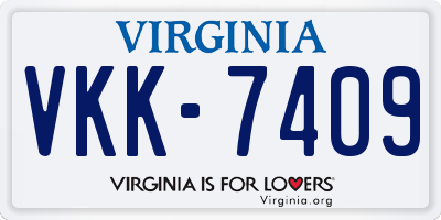 VA license plate VKK7409