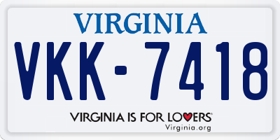 VA license plate VKK7418