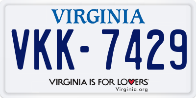 VA license plate VKK7429
