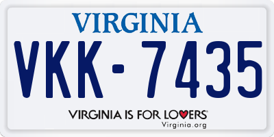VA license plate VKK7435