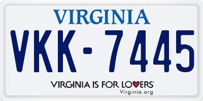 VA license plate VKK7445