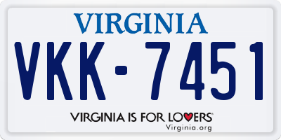 VA license plate VKK7451