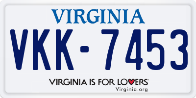 VA license plate VKK7453