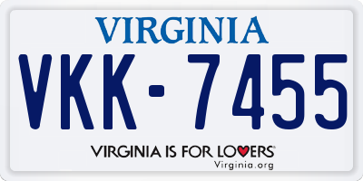 VA license plate VKK7455