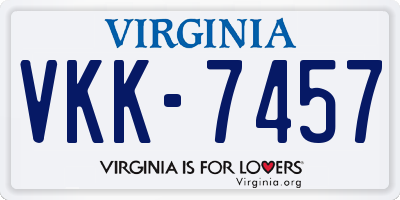 VA license plate VKK7457