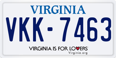 VA license plate VKK7463