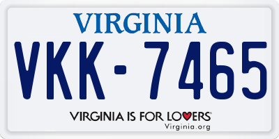 VA license plate VKK7465