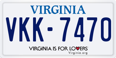 VA license plate VKK7470