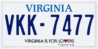 VA license plate VKK7477