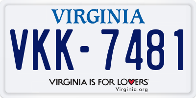 VA license plate VKK7481
