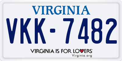 VA license plate VKK7482
