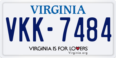 VA license plate VKK7484