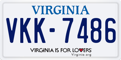 VA license plate VKK7486