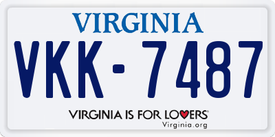 VA license plate VKK7487