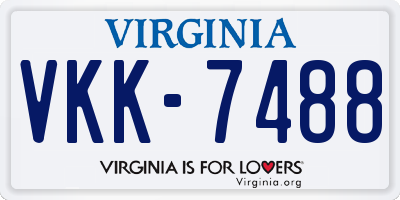 VA license plate VKK7488