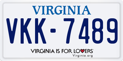 VA license plate VKK7489