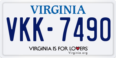 VA license plate VKK7490
