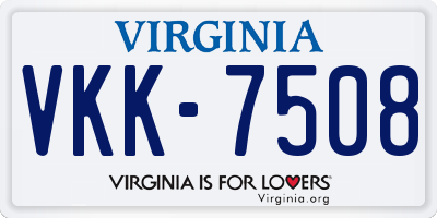 VA license plate VKK7508