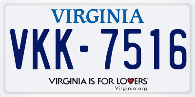 VA license plate VKK7516