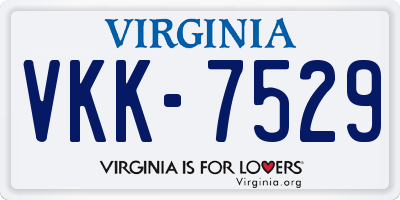 VA license plate VKK7529