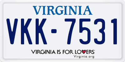 VA license plate VKK7531