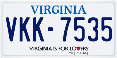 VA license plate VKK7535