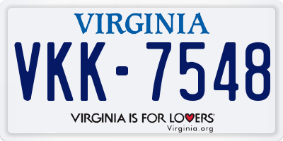 VA license plate VKK7548