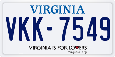 VA license plate VKK7549