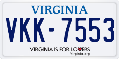 VA license plate VKK7553