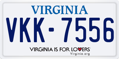 VA license plate VKK7556