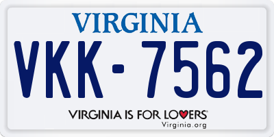 VA license plate VKK7562