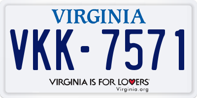 VA license plate VKK7571