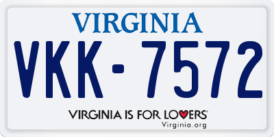 VA license plate VKK7572
