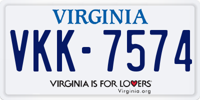 VA license plate VKK7574