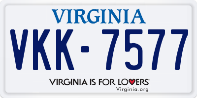 VA license plate VKK7577