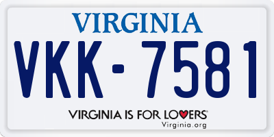 VA license plate VKK7581