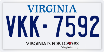 VA license plate VKK7592